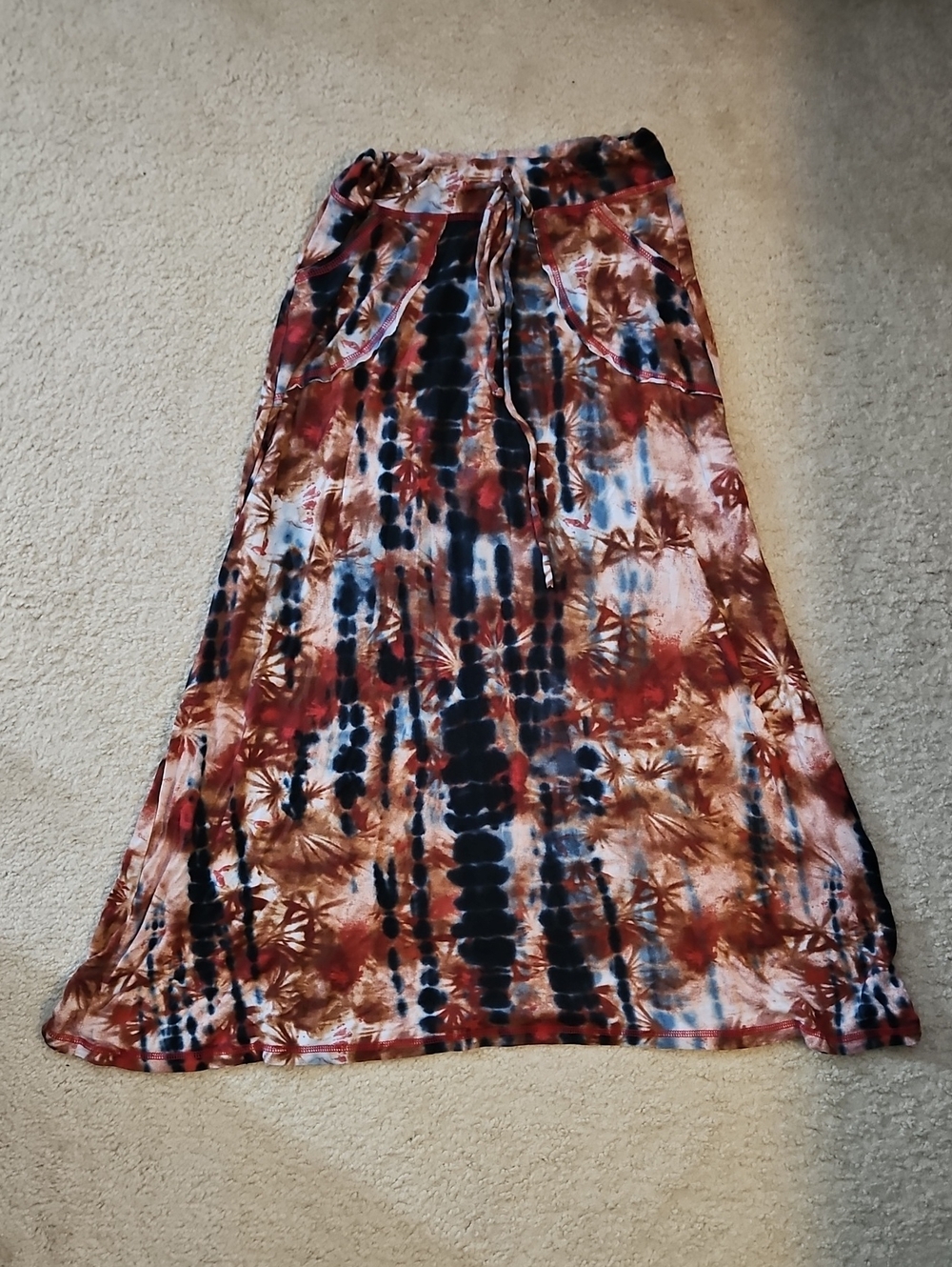 Tie-Dye Maxi Skirt with Pockets - Multicolor